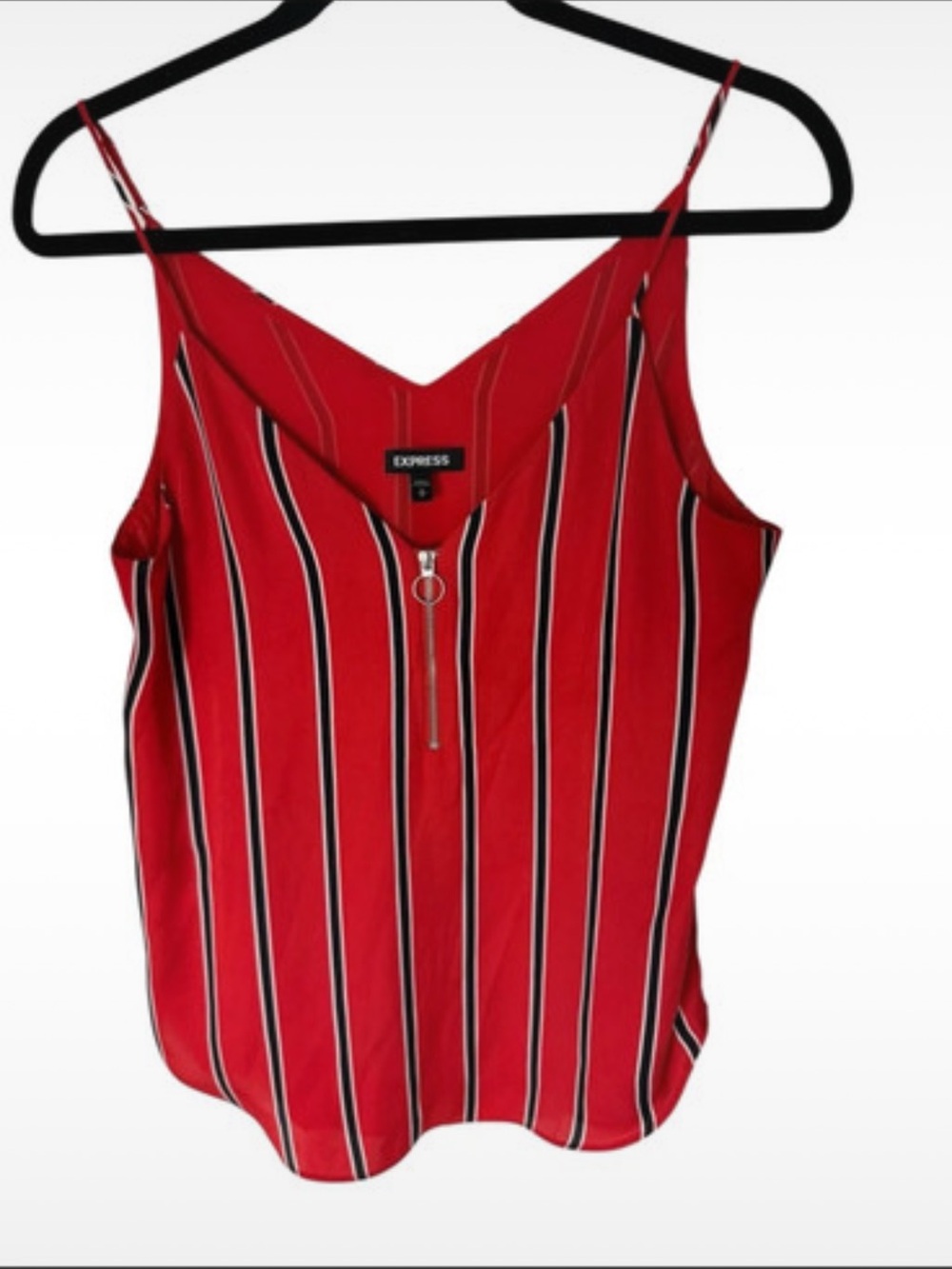 Express Red tank Vertical-Strip Zip-Front Cami